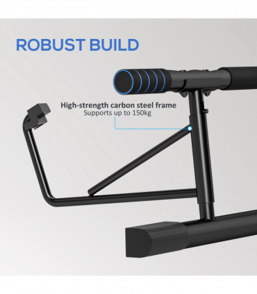 SPORTNOW Pull-Up Bar Doorway Push Up Stand w/ Resistance Bands, Blue