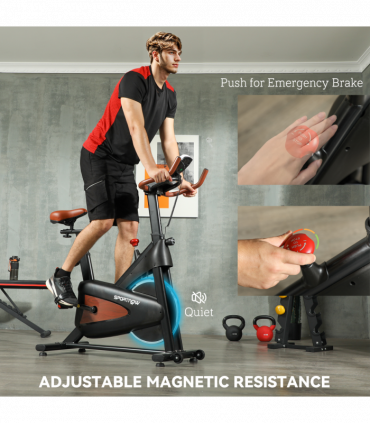 SPORTNOW Quiet Stationary Exercise Bike with Adjustable Seat, Black