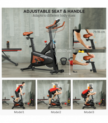 SPORTNOW Quiet Stationary Exercise Bike with Adjustable Seat, Black