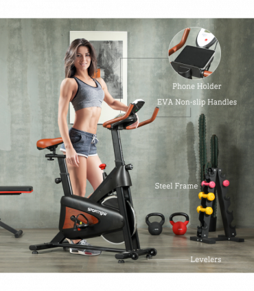 SPORTNOW Quiet Stationary Exercise Bike with Adjustable Seat, Black