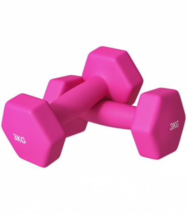 SPORTNOW Set of 2 Hexagonal Dumbbells Weights Pair, 2 x 3kg, Pink