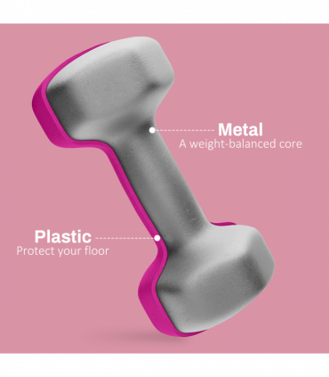 SPORTNOW Set of 2 Hexagonal Dumbbells Weights Pair, 2 x 3kg, Pink