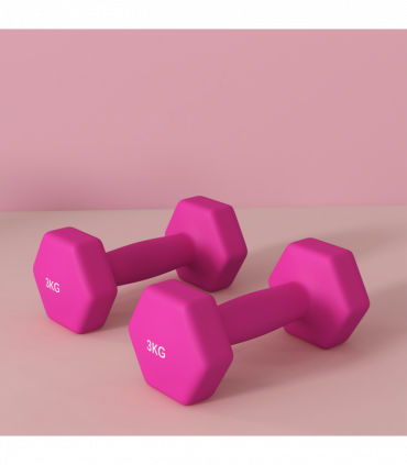 SPORTNOW Set of 2 Hexagonal Dumbbells Weights Pair, 2 x 3kg, Pink