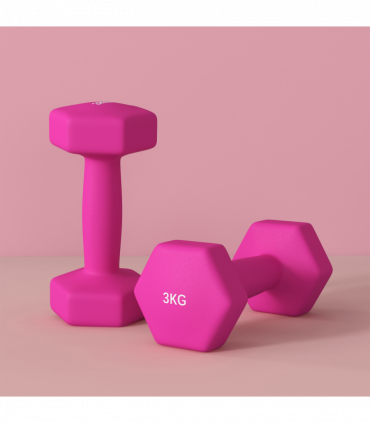 SPORTNOW Set of 2 Hexagonal Dumbbells Weights Pair, 2 x 3kg, Pink