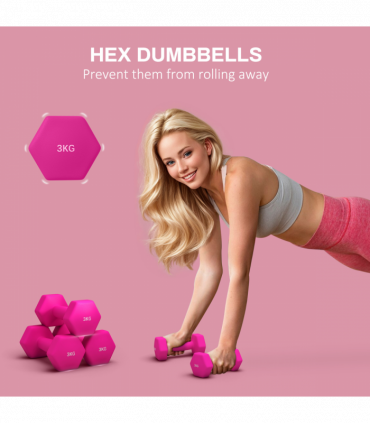 SPORTNOW Set of 2 Hexagonal Dumbbells Weights Pair, 2 x 4kg