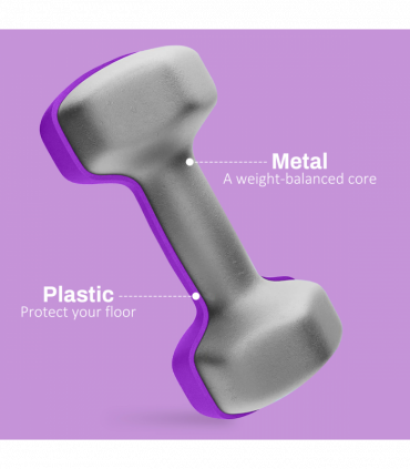 SPORTNOW Set of 2 Hexagonal Dumbbells Weights Pair, 2 x 4kg, Purple