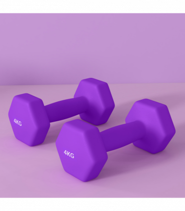 SPORTNOW Set of 2 Hexagonal Dumbbells Weights Pair, 2 x 4kg, Purple