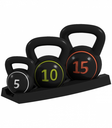 SPORTNOW Set of Three Kettlebell Weights with Storage Tray, 2.2kg, 4.5kg, 6.8kg
