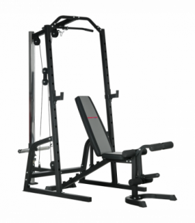 SPORTNOW Smith Machine Power Rack with Pull Up Bar, Lat Pull Down System