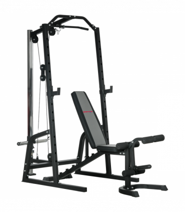 SPORTNOW Smith Machine Power Rack with Pull Up Bar, Lat Pull Down System