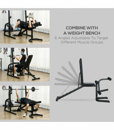 SPORTNOW Smith Machine Power Rack with Pull Up Bar, Lat Pull Down System