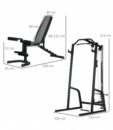 SPORTNOW Smith Machine Power Rack with Pull Up Bar, Lat Pull Down System