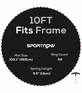 SPORTNOW Trampoline Mat with 54 V-Hooks, for 10ft Trampoline