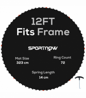 SPORTNOW Trampoline Mat with 72 V-Hooks, for 12ft Trampoline