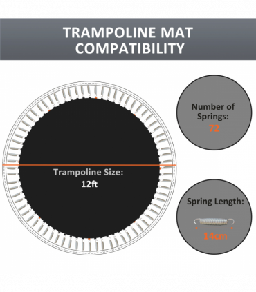SPORTNOW Trampoline Mat with 72 V-Hooks, for 12ft Trampoline