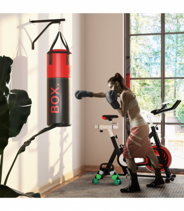 SPORTNOW Unfilled Punch Bag with Boxing Gloves and Wall Mounted Bracket