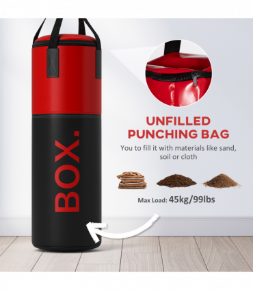 SPORTNOW Unfilled Punch Bag with Boxing Gloves and Wall Mounted Bracket