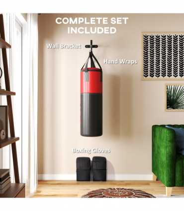 SPORTNOW Unfilled Punch Bag with Boxing Gloves and Wall Mounted Bracket