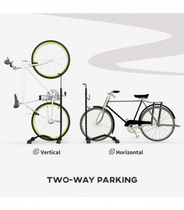 SPORTNOW Vertical & Horizontal Bike Rack Fits 6"-28" and 700c Bikes, Black