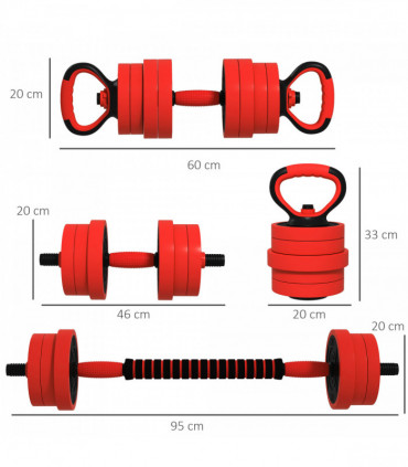 SPORTNOW Weight Dumbbells Set, Barbell, Kettlebell, Push Up Stand, 20kg