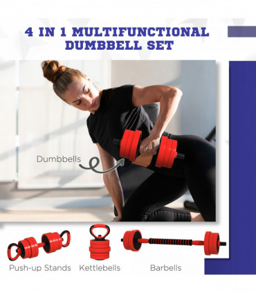 SPORTNOW Weight Dumbbells Set, Barbell, Kettlebell, Push Up Stand, 20kg