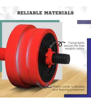 SPORTNOW Weight Dumbbells Set, Barbell, Kettlebell, Push Up Stand, 20kg