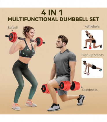 SPORTNOW Weight Dumbbells Set, Barbell, Kettlebell, Push Up Stand, 30kg