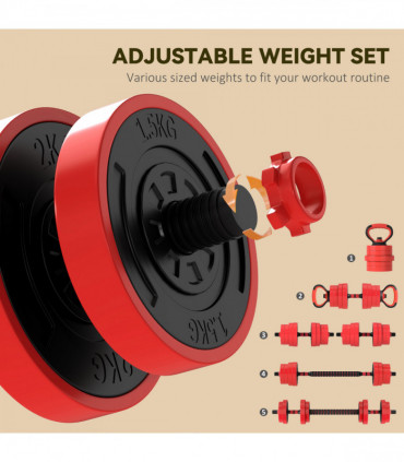 SPORTNOW Weight Dumbbells Set, Barbell, Kettlebell, Push Up Stand, 30kg