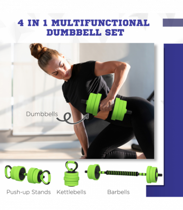 SPORTNOW Weight Dumbbells Set, Barbell, Kettlebell, Push Up Stand, 40kg