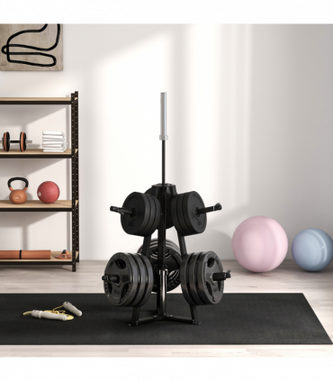 SPORTNOW Weight Plate Storage Rack with 6 Fasten Clamps, Max Load 300kg