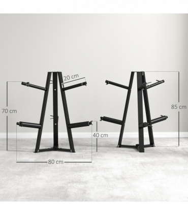 SPORTNOW Weight Plate Storage Rack with 6 Fasten Clamps, Max Load 300kg