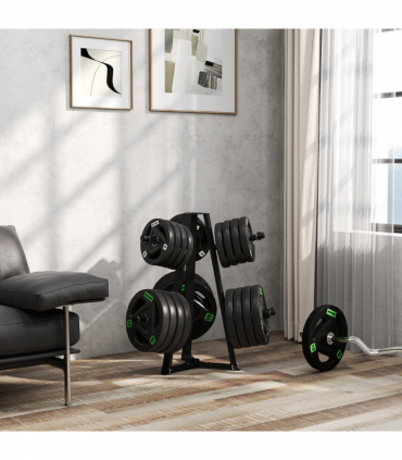 SPORTNOW Weight Plate Storage Rack with 6 Fasten Clamps, Max Load 300kg