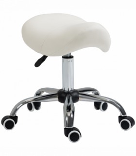 Saddle Stool Hydraulic Rolling Faux Leather Height Adjust Mobility Chair Cream