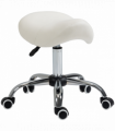 Saddle Stool Hydraulic Rolling Faux Leather Height Adjust Mobility Chair Cream