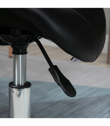 Saddle Stool PU Leather Adjustable Rolling Salon Chair Steel Frame for Massage