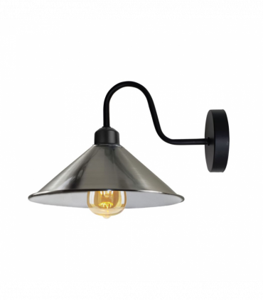 Satin Nickel Wall Light Fixture,Black Wall Sconce E27 Base Socket Screw Type Wall Mounted Swan Neck Cone Shape Shade