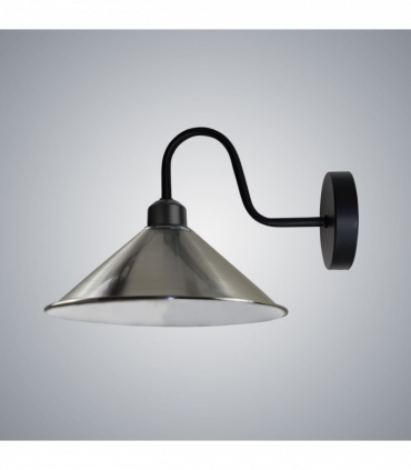 Satin Nickel Wall Light Fixture,Black Wall Sconce E27 Base Socket Screw Type Wall Mounted Swan Neck Cone Shape Shade