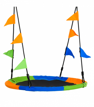 Saucer Tree Swing Metal Tube Adjustable Rope Garden Blue Green Orange