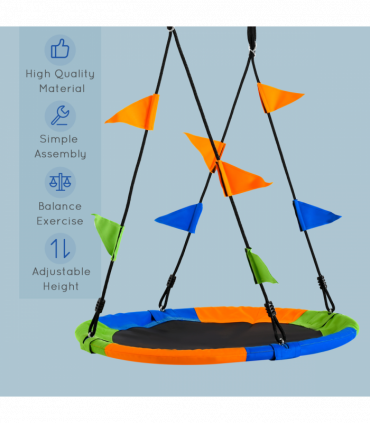 Saucer Tree Swing Metal Tube Adjustable Rope Garden Blue Green Orange