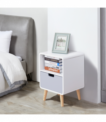 Scandinavian Nordic Style Bedside Table End Nightstand Lamp Desk With Drawer