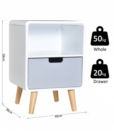 Scandinavian Nordic Style Bedside Table End Nightstand Lamp Desk With Drawer