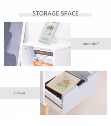 Scandinavian Nordic Style Bedside Table End Nightstand Lamp Desk With Drawer