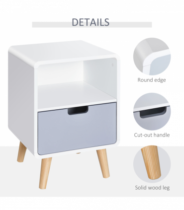 Scandinavian Nordic Style Bedside Table End Nightstand Lamp Desk With Drawer