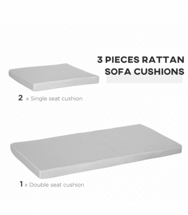 Seat Cushion Pads for Rattan Furniture, 3 PCs Garden Furniture Cushions, Grey