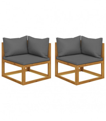 vidaXL Sectional Corner Sofas 2 pcs with Cushions Solid Wood Acacia