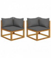 vidaXL Sectional Corner Sofas 2 pcs with Cushions Solid Wood Acacia