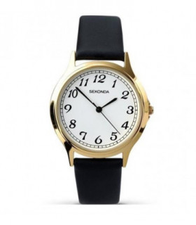 Sekonda Mens Basic Round White Dial Black Leather Strap Watch 3134