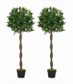 Set Of 2 120cm Artificial Bay Laurel Topiary Trees w/ Pot Fake