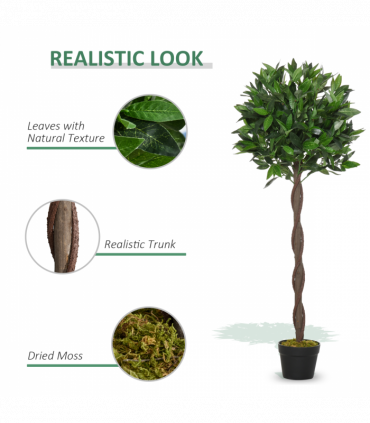 Set Of 2 120cm Artificial Bay Laurel Topiary Trees w/ Pot Fake