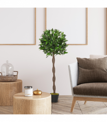 Set Of 2 120cm Artificial Bay Laurel Topiary Trees w/ Pot Fake